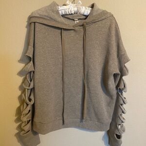 ALO Yoga Gray Hoodie with Cutout Sleeves